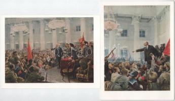 8 db modern nagy méretű képeslap: Lenin tanításai, Valentin Serov festményei / 8 modern big size pos...