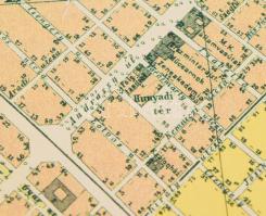 Homolka József 1896 Budapest Székesfőváros legujabb térképe Reprint. kartonra kasírozva, paszpartuba...