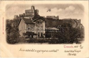 Trencsén, Trencín; várrom és villa. Gansel Lipót 130. / castle ruins and villa (EK)