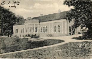 1924 Klazány, Kladzany (Varannó, Vranov); Vladár kastély (1944-ben leégett). Vladárné levele Daraghy Irmának Sátoraljaújhelyre / castle (burnt down in 1944)