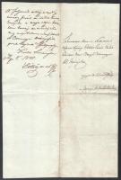 1840 Eötvös Tamás alispán, 1849-ben Munkács védője, főispán, képviselő saját kezű jegyzete és aláírá...