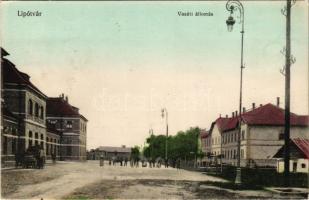 Lipótvár, Újvároska, Leopoldov; vasútállomás. Bisztika Irma kiadása / railway station (Rb)