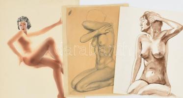 Zimbródy Gulyás (Lehmayer) Ferenc (1909-1979) grafikus, festőművész, 7 db akt rajzok. Vegyes technik...