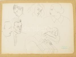 Gyenes Gitta (1888-1960): 20 db tanulmányrajz. Ceruza, papír, mindegyik hagyatéki pecséttel jelzett,...
