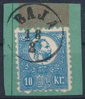 1871 Kőnyomat 10kr utalvány kivágáson "BAJA" Certificate: Barabassy