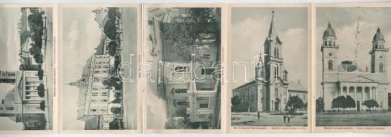 Szatmárnémeti, Satu Mare; Nem képeslapos leporello 15 képpel: vasútállomás, Ismeretlen hős szobor, D...