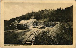 1916 Resicabánya, Resita; Panor akna, iparvasút, bánya. Weiss Adolf kiadása / Schacht / mine, industrial railway (fa)