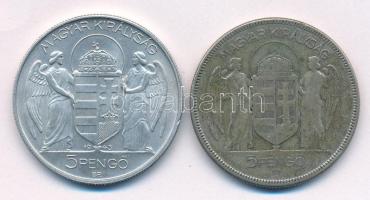 1930. 5P Ag "Horthy jobbra" + 1943. 5P Al "Horthy Miklós születésének 75. évfordulója...