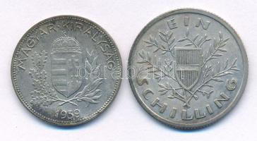 Vegyes: 1939. 1P Ag + Ausztria 1926. 1Sch Ag T:AU,XF