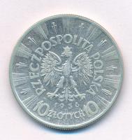 Lengyelország 1936. 10Zl Ag "Józef Pilsudski" T:VF Poland 1936. 10 Zlotych Ag "Józef ...