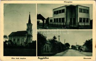 1941 Nagykálna, Kalná, Kálna (Léva, Levice); Római katolikus templom, Községháza, utca részlet / Catholic church, town hall, street view (EB)