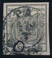 1850 2kr HP I. szürkésfekete első nyomat, lemezhiba a K-nál. Látványos, friss darab! / greyish black, first print, with plate flaw "PÁPA"