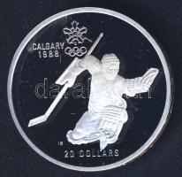 Kanada 1986. 20$ Ag "Téli olimpia-jégkorong" T:PP Eredeti exkluzív díszcsomagolásban, tanúsítvánnyal!