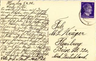 1942 Wien, Vienna, Bécs II. Prater Hochschaubahn Riesenrad, Cafe Restaurant Prohaska / night view, f...