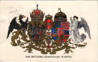 1916 Das mittlere Gemeinsame Wappen / The middle common coat of arms. Viribus Unitis. Offizielle Karte für Rotes Kreuz, Kriegsfürsorgeamt Kriegshilfsbüro Nr. 288. s: Ströbl (EK)