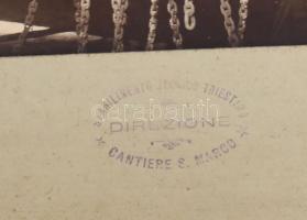 cca 1899 Trieste, Karthago gőzös (Dampfer Karthago) részlete javítás közben a szárazdokkban. A karto...