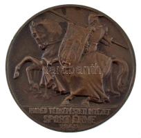 1943. "Honvéd Térképészeti Intézet Sport Érme" egyoldalas bronz díjérem (53mm) T:AU,XF ph., patina / Hungary 1943. "Honvéd Térképészeti Intézet Sport Érme (Sport Medal of the Military Cartography Institute)" one-sided bronze award medal (53mm) C:AU,XF edge error, patina