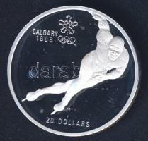 Kanada 1985. 20$ Ag "Téli olimpia-gyorskorcsolya" T:PP Eredeti exkluzív díszcsomagolásban, tanúsítvánnyal!