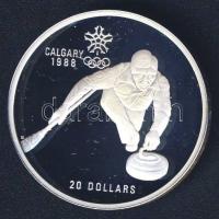 Kanada 1987. 20$ Ag "Téli olimpia-curling" T:PP Eredeti exkluzív díszcsomagolásban, tanúsítvánnyal!