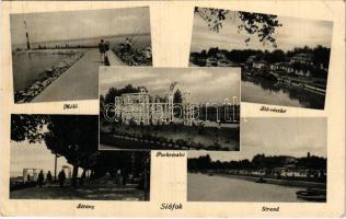 1933 Siófok, Móló, Sió részlet, Park, sétány, strand (fl)