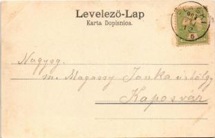 1904 Plaski (Lika), út, templom. Rosner és Laufer kiadása / road, church (ázott / wet damage)