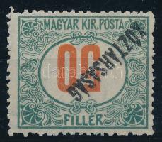 1919 Köztársaság portó 50f fordított Köztársaság felirattal és értékszámmal (30.000) / Mi P 51 inverted overprint and number. Certificate: Glatz