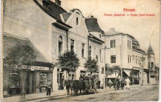 1910 Pöstyén, Piestany; Ferenc József út, Urbán Miksa üzlete. Kaiser Ede kiadása / street, shops