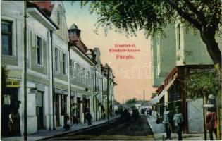 Pöstyén, Piestany; Erzsébet út, Reiszmann Adolf üzlete / street, shop