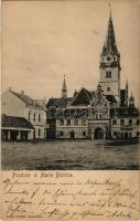 1908 Máriabeszterce, Máriabisztrica, Marija Bistrica; Bazilika, üzletek / Davorin Za Jc. Prostenjbki Bazar / basilica, shops. Gregor Fischer (fl)