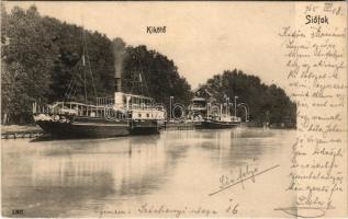 1905 Siófok, kikötő a Sió folyón, Baross gőzös (EK)