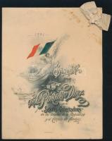 1901 Graf Porfirio Diaz, Mexikó elnöke tiszteletére adott bankett díszes, grafikus menükártyája 3p. / Menu card of a banquette organised to honor Porfirio Diaz, president of Mexico 17x21 cm