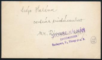 1919 Stobbe Kálmán (1883-1936) építőmester, díszlettervező, labdarúgó, a magyar válogatott edzője pe...