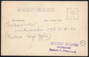 1919 Stobbe Kálmán (1883-1936) építőmester, díszlettervező, labdarúgó, a magyar válogatott edzője pe...