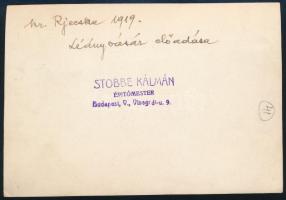 1919 Stobbe Kálmán (1883-1936) építőmester, díszlettervező, labdarúgó, a magyar válogatott edzője pe...