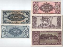 1945. 100P + 1946. 10.000MP + 10.000.000MP + 1.000.000.000MP + 1.000.000.000P mind piros "Hazaf...