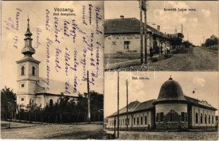 1928 Vezseny, Tiszavezseny; Református templom és iskola, Kossuth Lajos utca, Tóth János üzlete (EK)