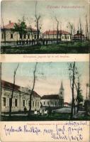 1911 Rákóczifalva, Községháza, jegyzői lak és református templom, Parókia a templommal és iskolával. Német Géza kiadása (EK)