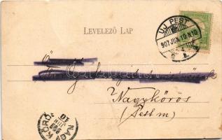 1907 Budapest IV. Újpest, Polgári leányiskola. Schön Bernát kiadása (szakadások / tears)