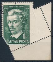 1950 Petőfi 50f, ívbehajlás miatt látványosan elfogazva / Mi 1085 with shifted perforation