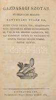 Bitnitz Lajos : Gazdasági szótár fő méltóságú herczeg Batthyány Fülöp ur, Német Ujvár örökös ura, st...