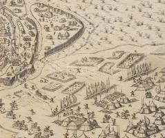 [Székesfehérvár vár és város rézmetszetű látképe, 1601] Címe a kép alatt: ,,Wahre Conterfactur der K...