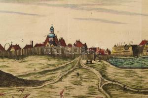 Kálói vár és a város rézmetszetű színezett látképe, 1670] Címe a kép felett: KALO. A metszeten olasz...