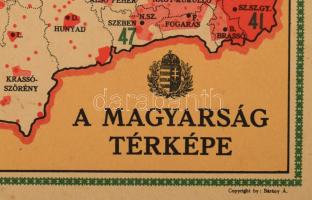 Magyarország térképe az elszakított területekkel. Propaganda térkép, kartonlapra nyomtatva. A térkép...