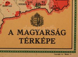 Magyarország térképe az elszakított területekkel. Propaganda térkép, kartonlapra nyomtatva. A térkép...