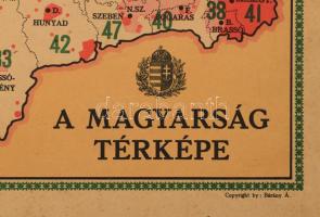Magyarország nagyméretű térképe az elszakított területekkel. Propaganda térkép, kartonlapra nyomtatv...