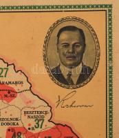 Magyarország nagyméretű térképe az elszakított területekkel. Propaganda térkép, kartonlapra nyomtatv...