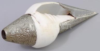 Shankha. Buddhista kagylókürt, Tibet vagy Indonézia, h: 21 cm