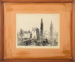 Gross Arnold (1929-2015): Soproni házak. Rézkarc, papír. Jelzett. 22x29 cm. Lapon néhány egészen apr...