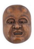 3 darab japán fa netsuke. 2 állatfigura és egy maszk, h: cca 5 cm