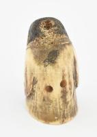 Antik japán csont netsuke - Ülő majom. Faragott csont, m: 4,5 cm